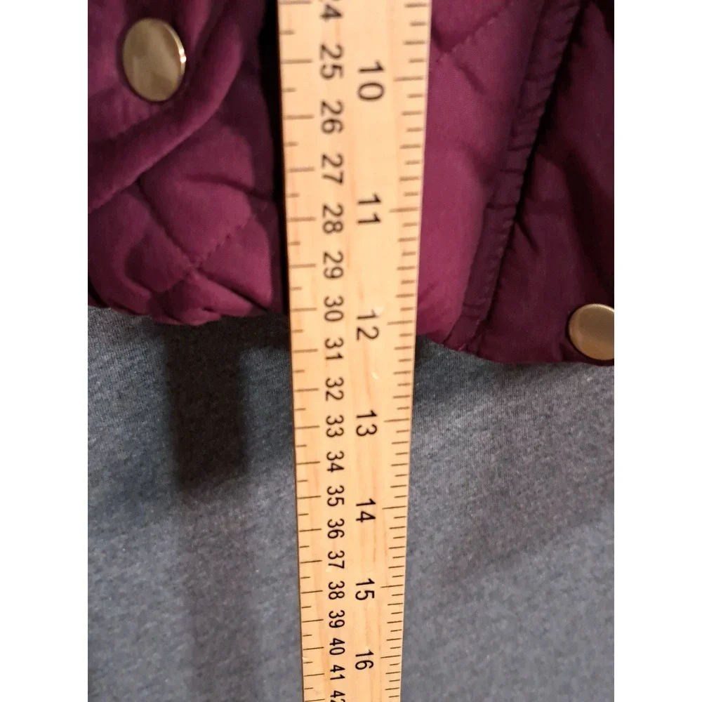 OshKosh Bgosh Toddler Girls Burgundy Quilted Puffer Jacket Leopard Hood 12M